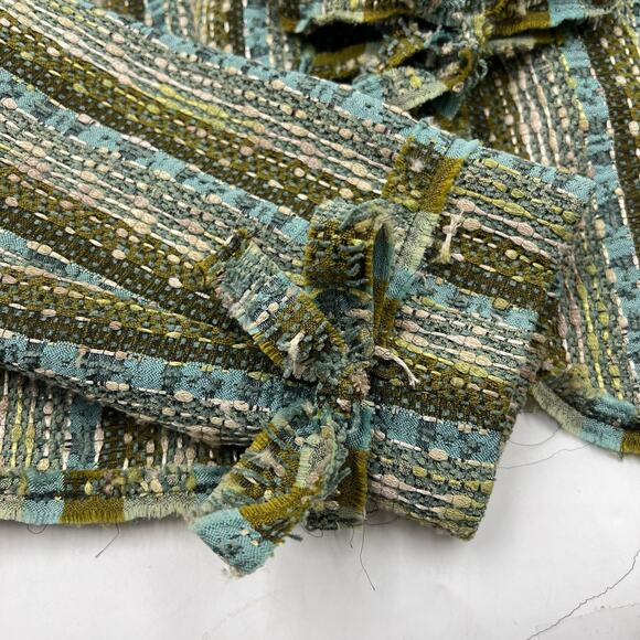 E by ECI Womens Vintage Stripe Ruffle Whimsical Boho Tweed Blazer Sz 10 - Picture 4 of 16